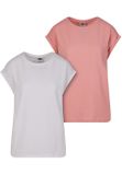 Urban Classics Ladies Extended Shoulder Tee 2-Pack lemonadepink+white