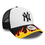 šiltovka New Era 9FORTY E-Frame MLB FLAME Trucker Cap Black White