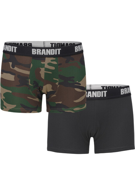 Brandit Boxershorts Logo 2er Pack woodland/black - S