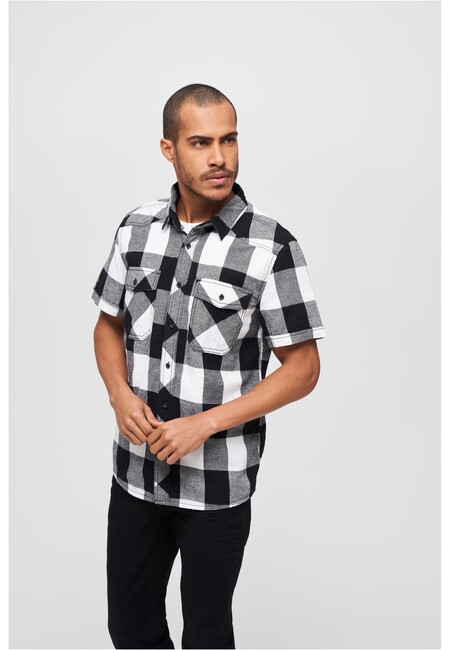 Brandit Checkshirt Halfsleeve white/black - S