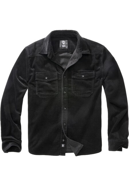 Brandit Corduroy Classic Shirt Long Sleeve black - 5XL