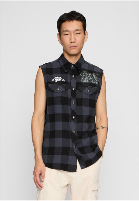 Brandit Ozzy Checkshirt Sleeveless black/grey - M