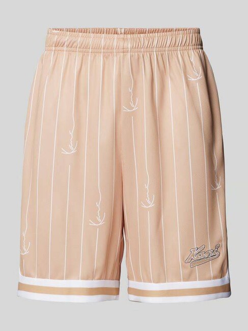 Karl Kani Small Varsity Logo Pinstripe Mesh Shorts sand/white - M