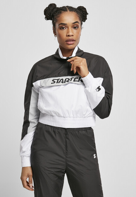 Ladies Starter Colorblock Pull Over Jacket black/white - XL