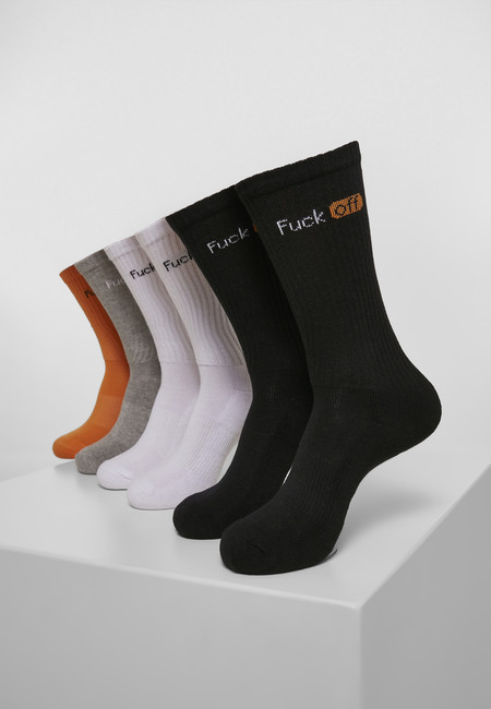 Mr. Tee Fuck Off Socks 6-Pack black/white/grey/neonorange - 35–38