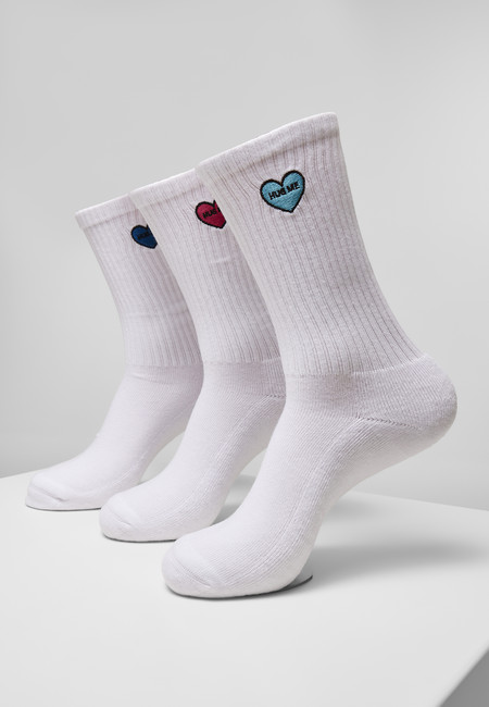 Mr. Tee Heart Embroidery Socks 3-Pack white - 43–46