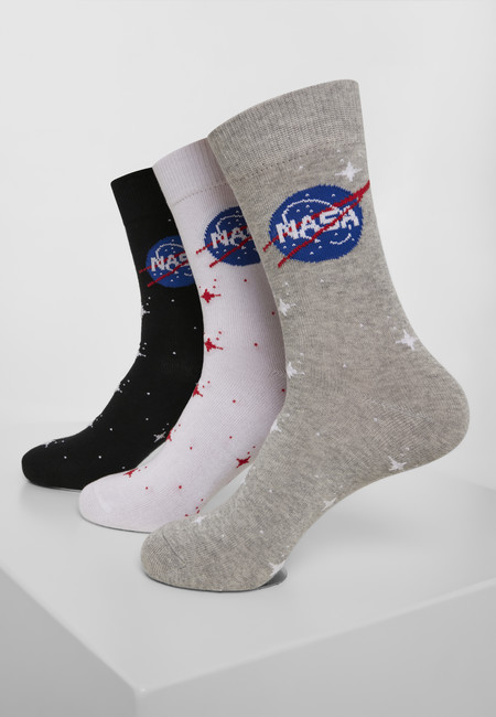 E-shop Mr. Tee NASA Insignia Socks 3-Pack black/grey/white - 35–38