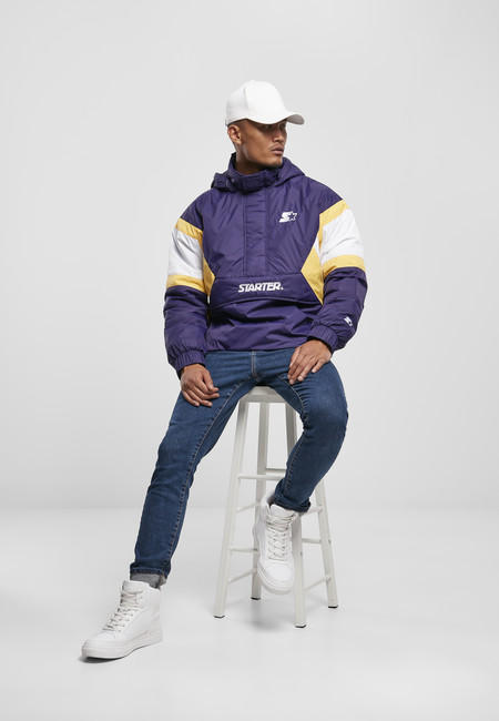 E-shop Starter Color Block Half Zip Retro Jacket starter purple/wht/buff yellow - XXL