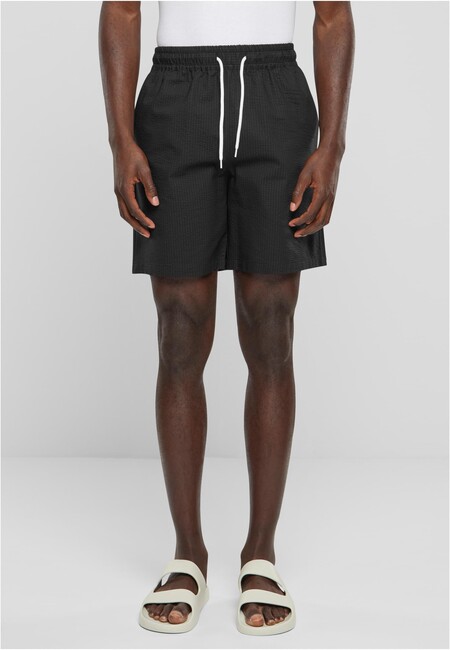 Urban Classics Basic Seersucker Shorts black - L