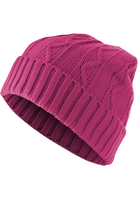 Urban Classics Beanie Cable Flap magenta - UNI