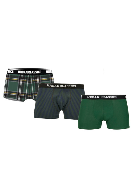 Urban Classics Boxer Shorts 3-Pack dgrn plaidaop+btlgrn/dblu+dgrn - 3XL