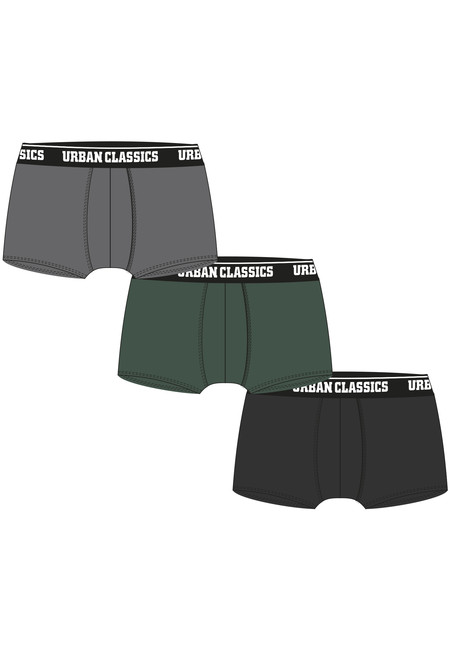 Urban Classics Boxer Shorts 3-Pack grey+darkgreen+black - 5XL