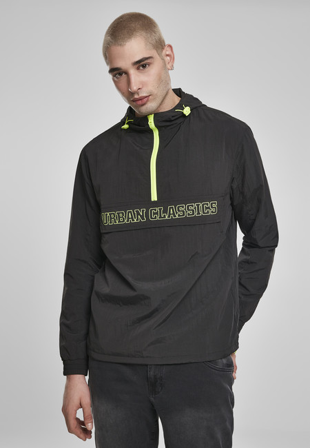 Urban Classics Contrast Pull Over Jacket black/electriclime - M