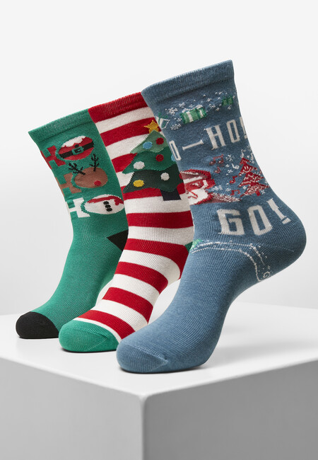 Urban Classics Ho Ho Ho Christmas Socks 3-Pack multicolor - 43–46