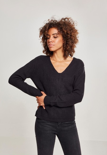 Urban Classics Ladies Back Lace Up Sweater black - 4XL