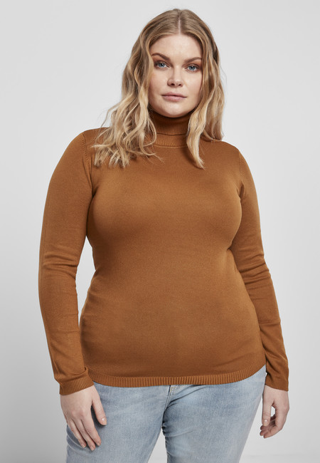 Urban Classics Ladies Basic Turtleneck Sweater toffee - 4XL