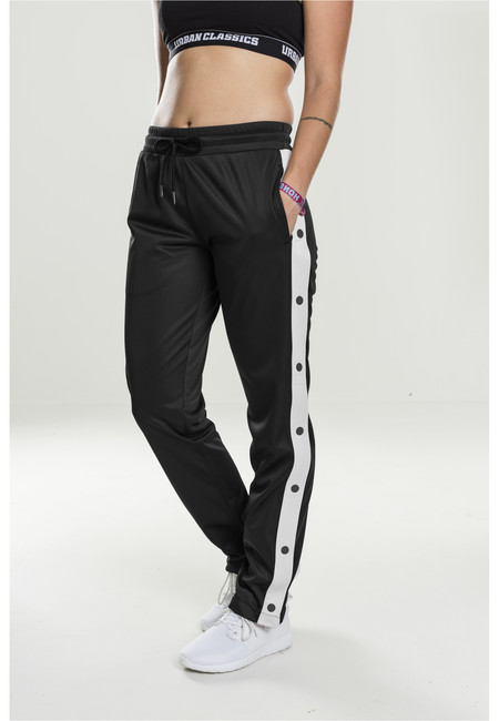 E-shop Urban Classics Ladies Button Up Track Pants blk/wht/blk - S