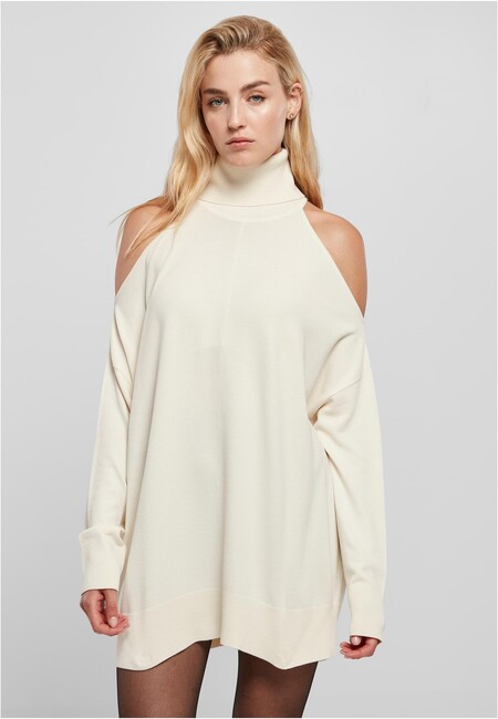 Urban Classics Ladies Cold Shoulder Turtelneck Sweater whitesand - 4XL