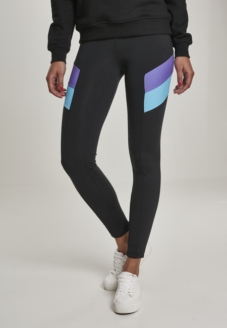 Urban Classics Ladies Color Block Leggings black/ultraviolet - 4XL
