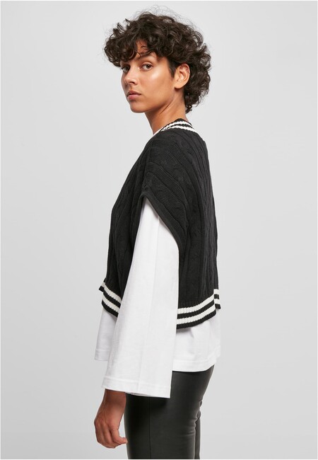 Urban Classics Ladies Cropped Knit College Slipover black - XL