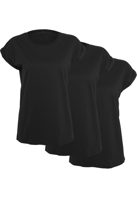 Obrázok Urban Classics Ladies Extended Shoulder Tee 3-Pack blk/blk/blk - S