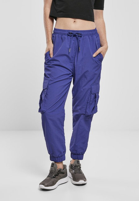 Urban Classics Ladies High Waist Crinkle Nylon Cargo Pants bluepurple - S
