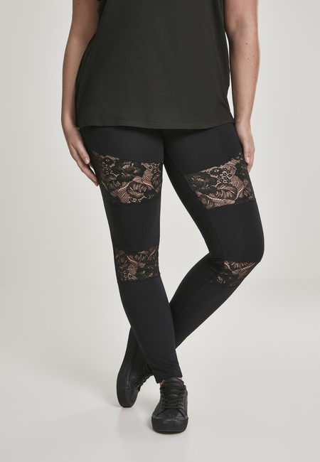 Urban Classics Ladies Laces Inset Leggings black - 3XL