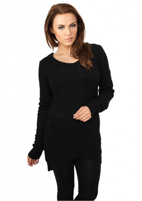 Urban Classics Ladies Long Wideneck Sweater black - 4XL