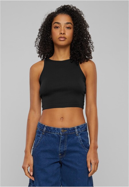 Urban Classics Ladies Organic Cropped Rib Top black - XL