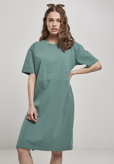 Urban Classics Ladies Organic Oversized Slit Tee Dress paleleaf - XS