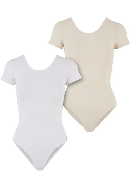 Urban Classics Ladies Organic Stretch Jersey Body 2-Pack white+whitesand - M