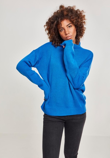 Urban Classics Ladies Oversize Turtleneck Sweater brightblue - XS