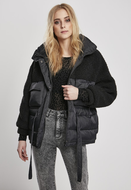 Obrázok Urban Classics Ladies Sherpa Mix Puffer Jacket black - L