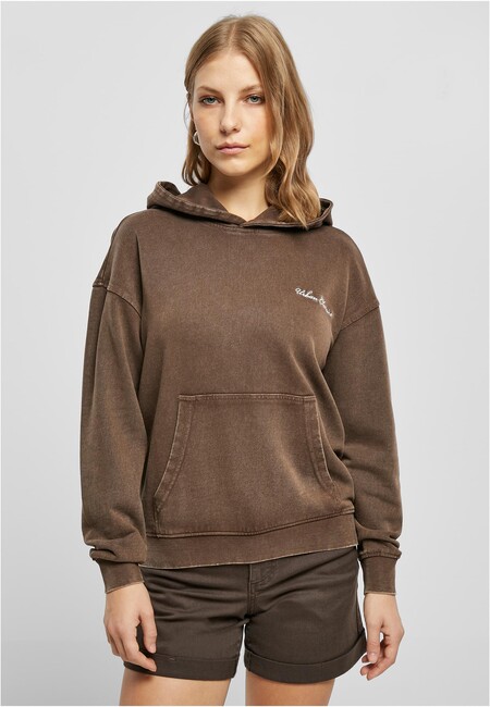 Urban Classics Ladies Small Embroidery Terry Hoody brown - XXL
