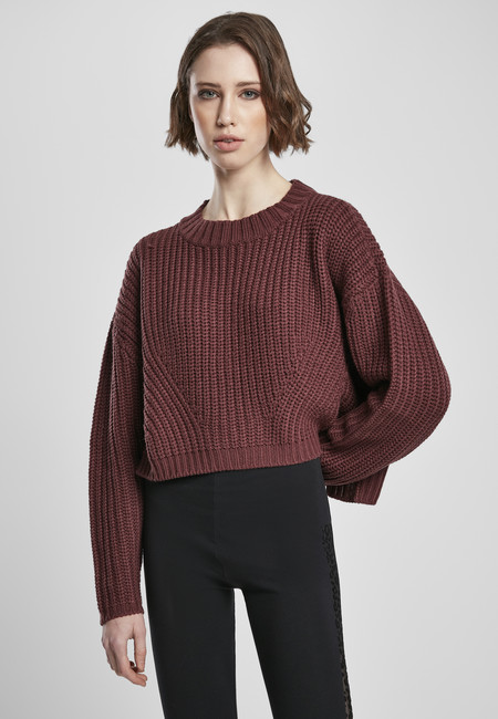 Urban Classics Ladies Wide Oversize Sweater cherry - XL