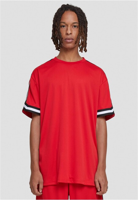 Urban Classics Oversized Stripes Mesh Tee cityred - L