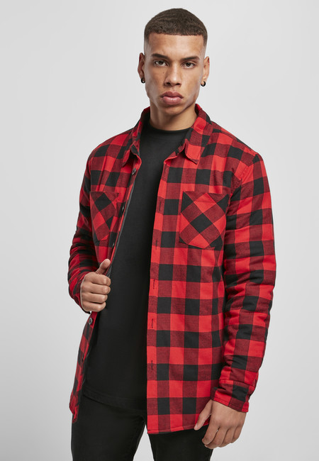 Urban Classics Padded Check Flannel Shirt black/red - L