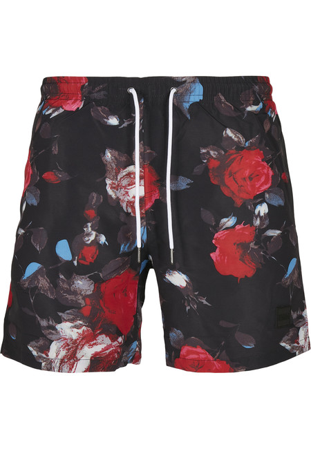 Urban Classics Pattern Swim Shorts black rose aop - L