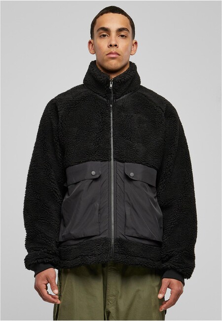 Urban Classics Short Raglan Sherpa Jacket black/black - L